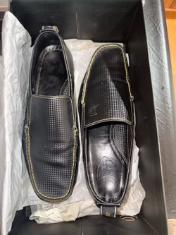 Michael Toschi Onda Driving Shoes Loafers Mens 9 Black CarbonTech Leather Yellow Stitch Italy