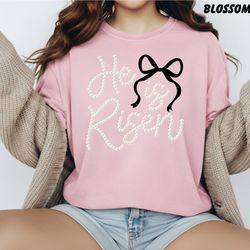 He Is Risen pearl bow tee 🤍✨