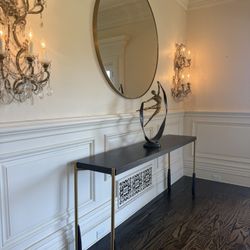 Elegant Black & Brass Console Table – Modern Luxury Entryway Table