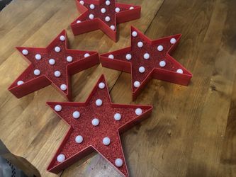 Star Marquee Lights, Glitter LED Marquee, Red Light Up Star - Battery Powerd f/ Party Decoration