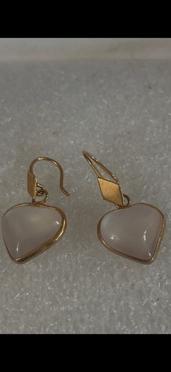 Aretes gold fillet corazón piedra joyería antigua