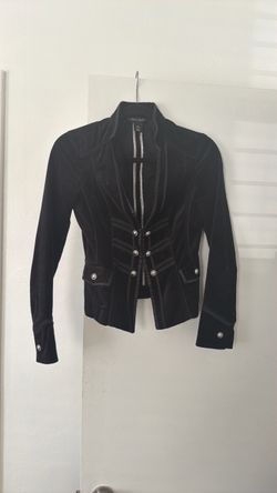 Black Military-Style Cropped Blazer Jacket