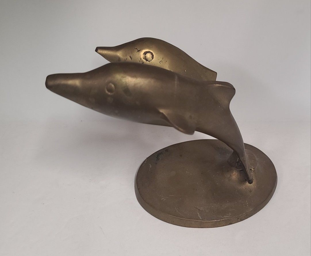 Vintage Solid Brass Dolphin Figurine