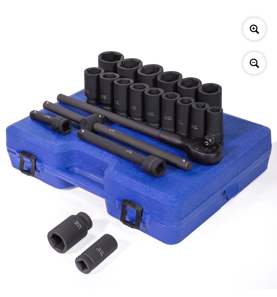 Stark USA 3/4" Drive 22PC Deep Impact Socket Set, 6 Point, SAE 7/8" - 2", With Impact Adapter, Ratchet Wrench, Extension Rod, Sliding Bar, CrMo Steel