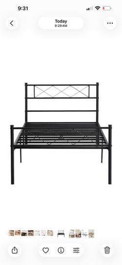 Black Twin Metal Bed Frame, Metal Platform Bed with Headboard and Footboard, Metal Slat Support