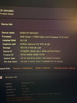 Custom Gaming PC – Ryzen 7 2700X / GTX 1070 / 16GB RAM