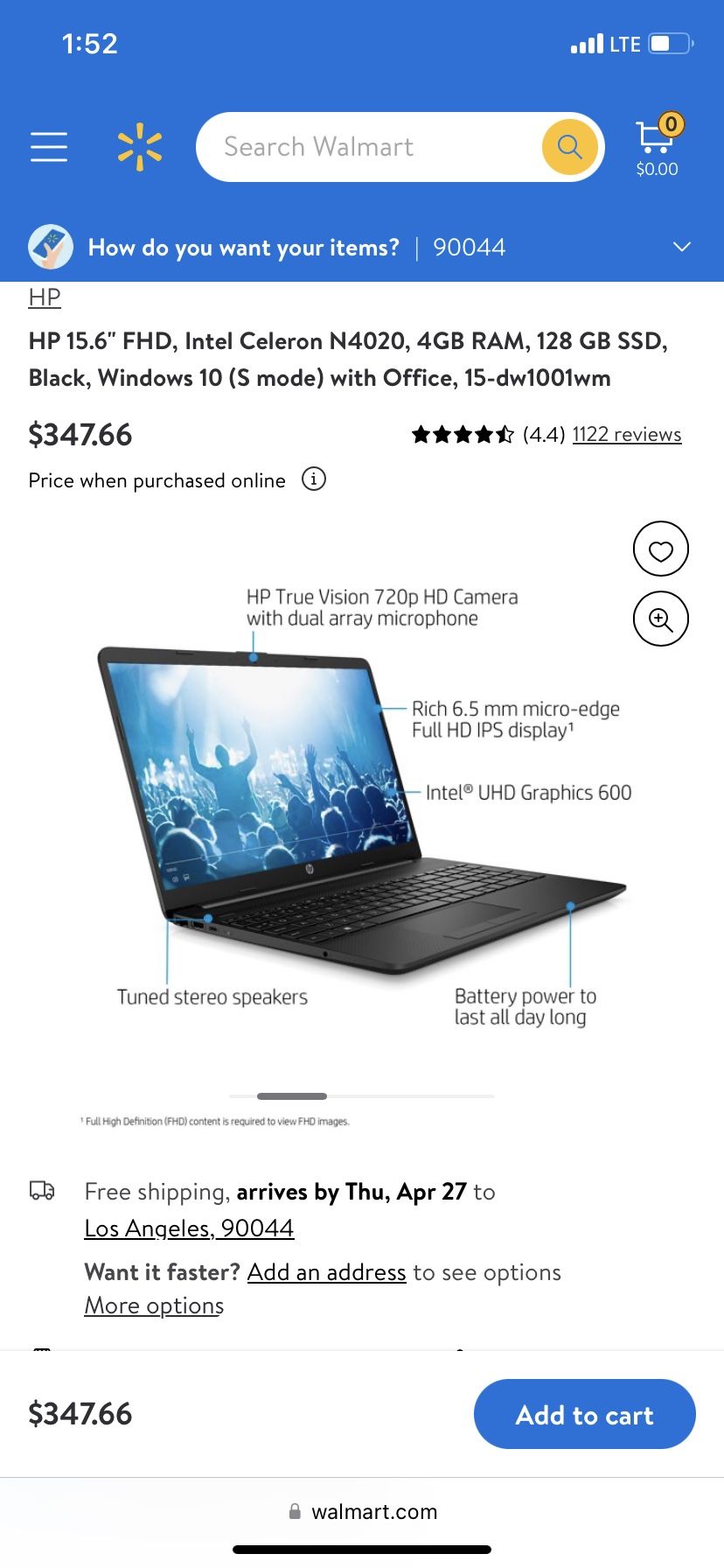 HP 15.6” FHD laptop