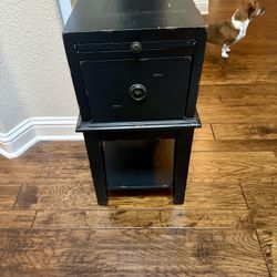 Black Rustic Side Table With Storage