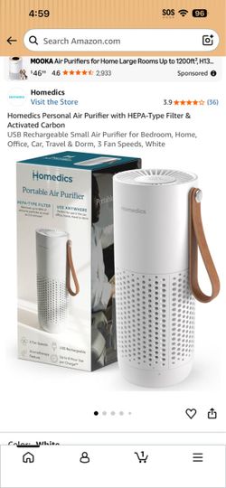 Homedics Portable Personal Air Purifier White