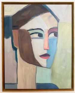 MINT CONDITION Pair of Richard Ryder "Her Portrait in Shapes" Framed Canvas Art Set (2 Pieces)