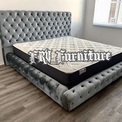New King Bed Frame With Mattress 
