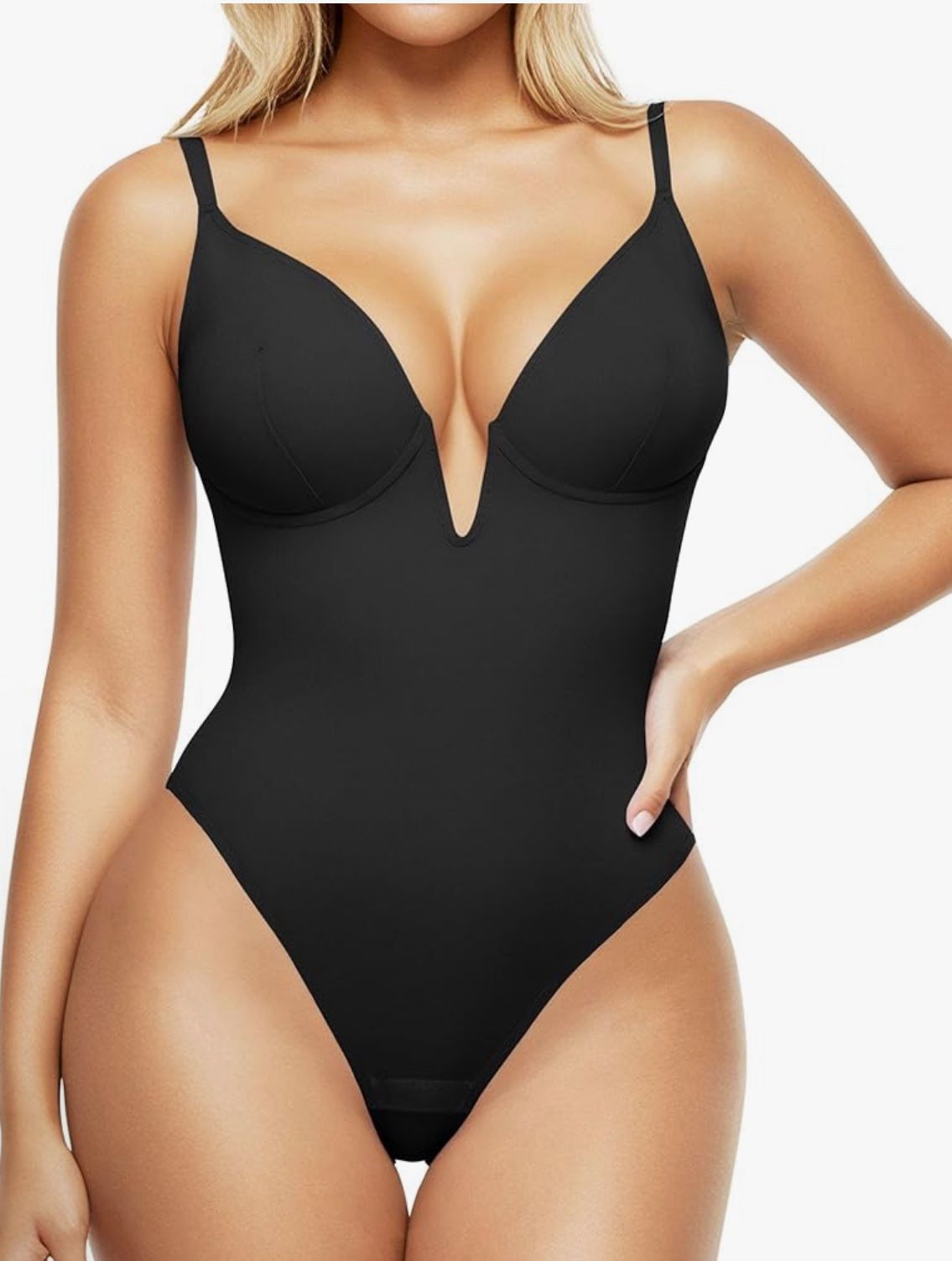 Popilush Shapewear Bodysuits for Women - Tummy Control Body Suits for Womens Deep V Corset Tops Thong Concert Outfits