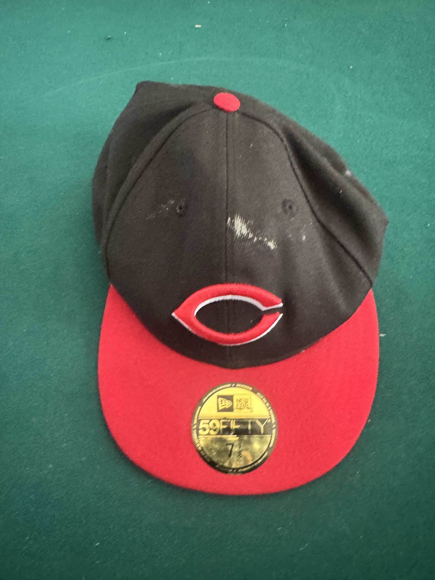 Cincinnati Reds 59FIFTY Fitted Hat Size 7 1/2 | Black Red Cap MLB New Era USED