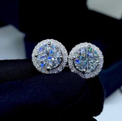 GRA Certified Moissanite Halo Earrings