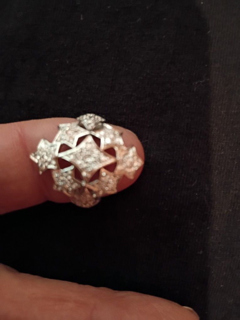 Vintage Style Women's 925 Sterling Silver Ring W/c/z Stones