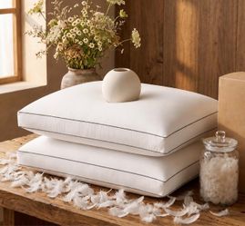 Goose Feather Down Fiber Pillows King Size Set of 2