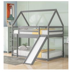 Low twin bunk bed for children
