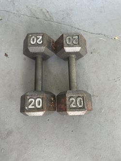 Pair of 20lb Cast Iron Dumbbells