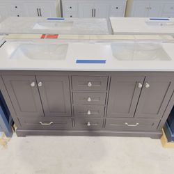 60 in. W x 22 in. D Double Sink Bath Vanity in Espresso with Marble Top in White $799 