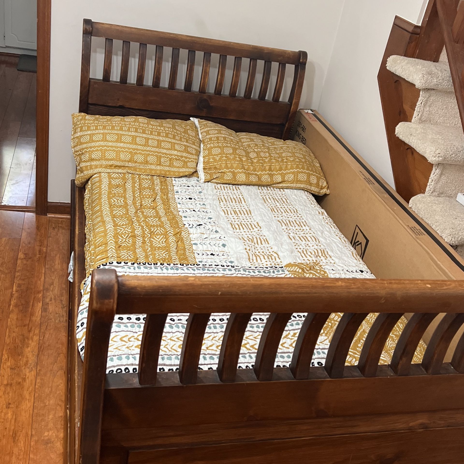 Solid Wood Sledge Bed And Dresser