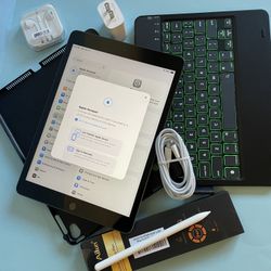 Apple IPad 9th Generation (10.2” Retina /Touch ID /IOS 18/ 2021 Model) 64GB with Pen, Keyboard  & Accessories 