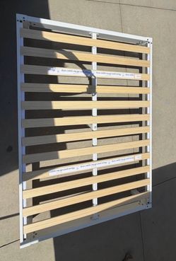 Bed Frame Slat Base with White Metal Frame(FULL SIZE)