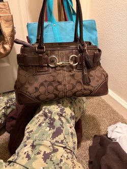 Coach Signature Handbag Brown Canvas