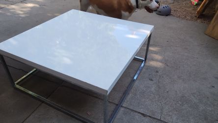 Lacquer & Chrome Coffee Table Tempered Glass vottom