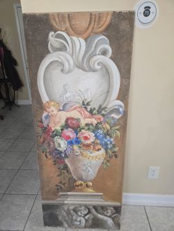 Vintage Cherub & Floral Canvas Wall Art