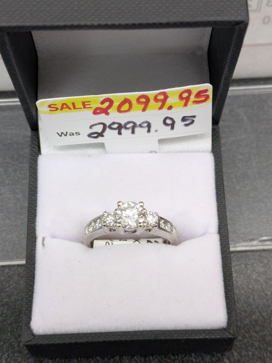 18k White Gold Center Stone Is .76 Engagement Ring