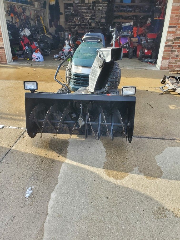 Craftsman Riding Lawnmower With 46" Snow Thrower Attachments