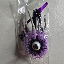 Halloween Skeleton Hand Eyeball Hair Clip Purple Lace Gothic Costume Accessory