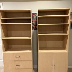 Modern Storage Cabinets – Matching Pair with Adjustable Shelves, Drawers & Concealed Storage