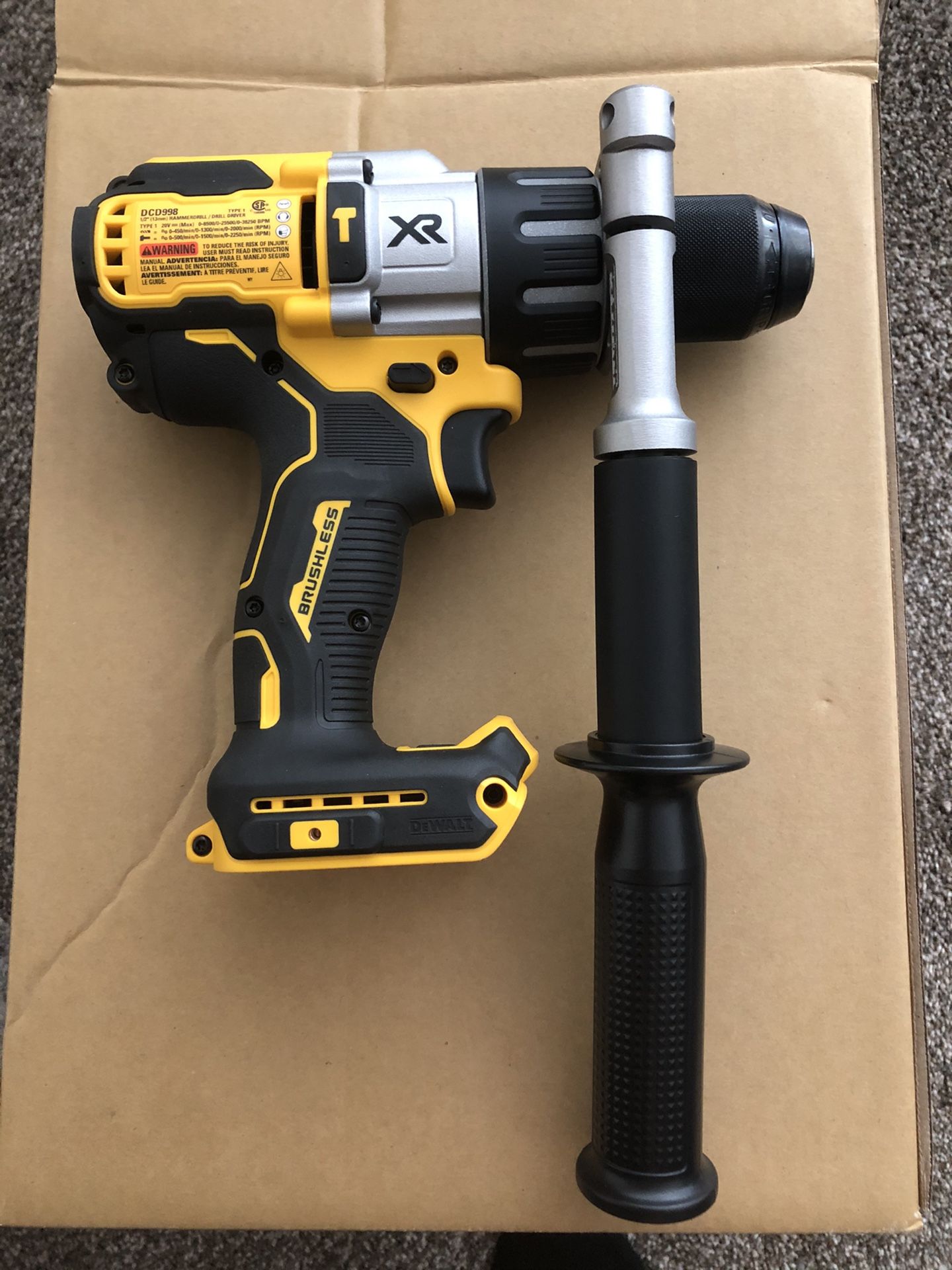 Dewalt DCD998 20V MAX* XR 1/2 IN. BRUSHLESS HAMMER DRILL/DRIVER WITH POWER DETECT TOOL TECHNOLOGY