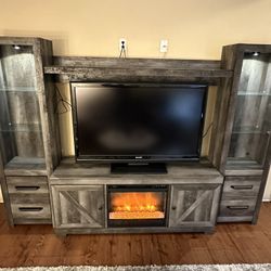 Entertainment Center Tv Stand With Electric Fireplace
