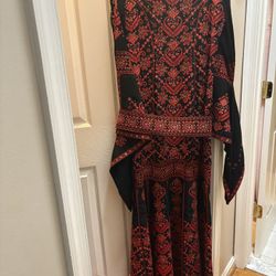 Luxury Mermaid Black The Perfection Embroidery Mermaid, Long Thoub Dress/ Red Embroidery Velvet Thoub