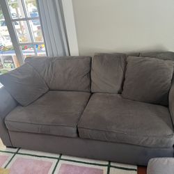 Grey Microfiber Couch And Ottoman