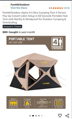 Easy Up 4 Person Tent, Excellent Condition