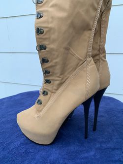 Marilyn Moda • Tan Thigh High Hiker Boots W Stiletto Heels👢 • NEW