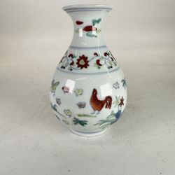 Chinese Ducai Wucai Small Gourd Shaped Vase W Chenghua Mark Porcelain 1900s