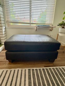 Black Faux Leather Ottoman