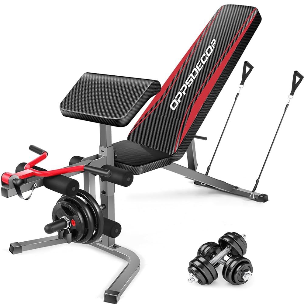 Home G-ym Adjustable Weight Bench, Foldable Workout Bench, Sit Up AB Incline Abs Bench, Flat Fly Press Fitness Rope, Roman Chair Strength Training Ben