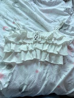 White Ruffle Tiered Crop Top