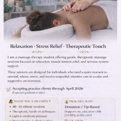 Massage Therapy Student Sessions 