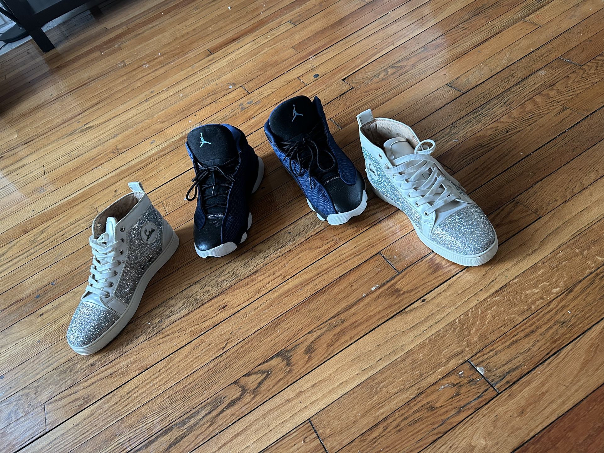 Men’s Bedazzled Red Bottoms And Jordan 13 Reverse Flints