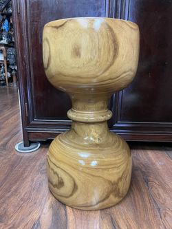 Large Hand-Turned Studio Craft Natural Burlwood Vessel or Flower Stand