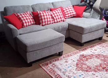 Like new sectional with ottoman can deliver cash only