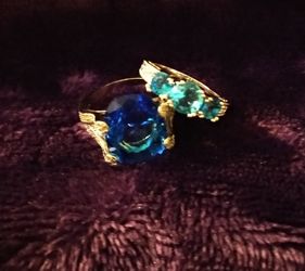 2pc Blue Engagement Anniversary Rings