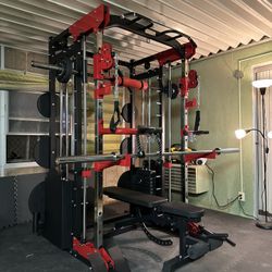 Smith Machine 200 | Adjustable Bench | 245lb Cast Iron Olympic Weights | 7ft Olympic Bar | Fitness | Gym Equipment | FREE DELIVERY/INSTALLATION 🚚 🛠️