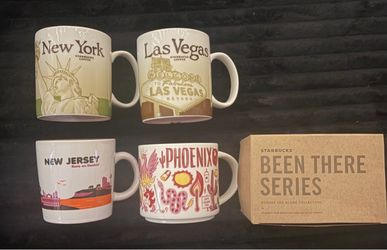 Lot of 9 Stabucks mugs, 1 Starbucks Coffee Canister and 1 Dunkin New Jersey Mug